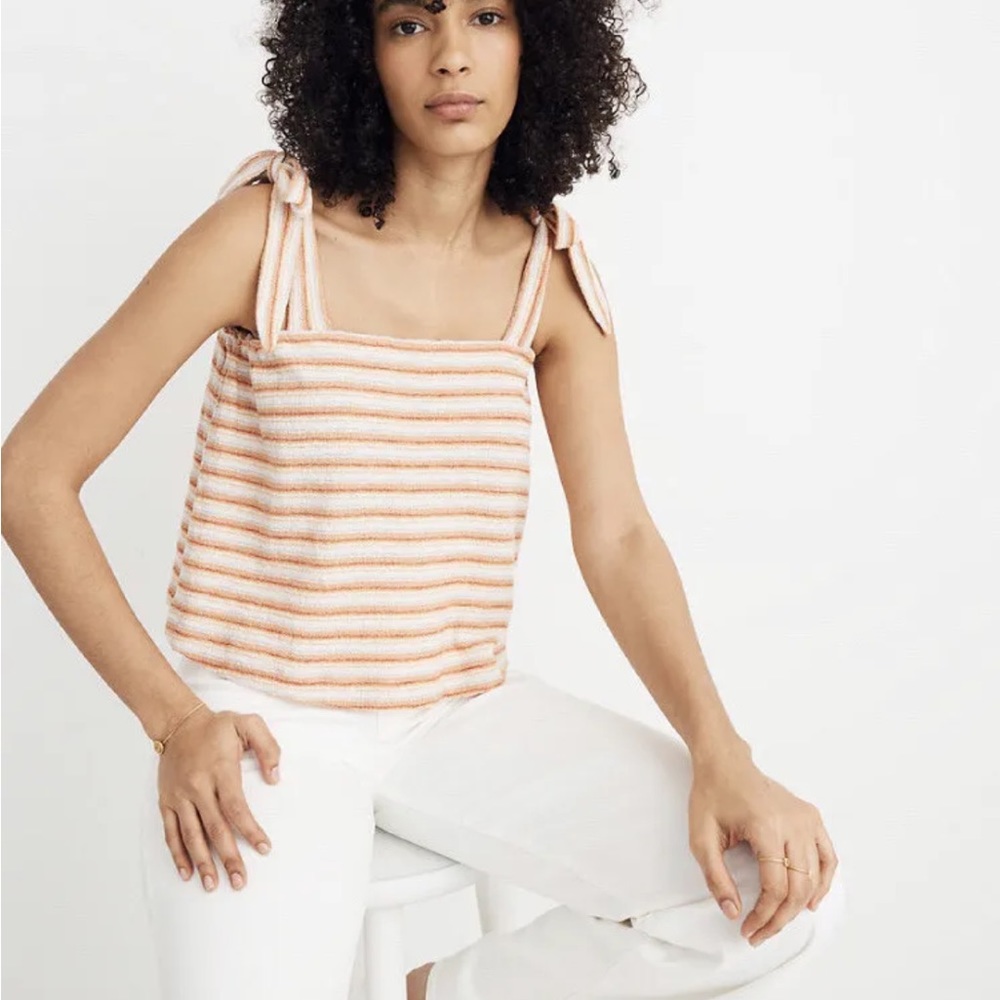 Madewell tie strap striped tank EUC